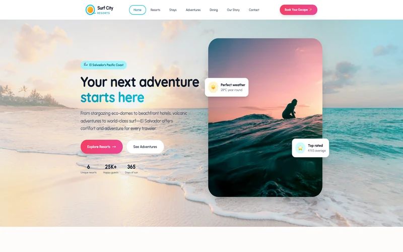 Surf City Resorts website screenshot